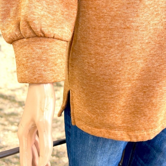 Lola Grace Burnt Orange Funnel Neck Drop Shoulder Fleece - Picture 11 of 16